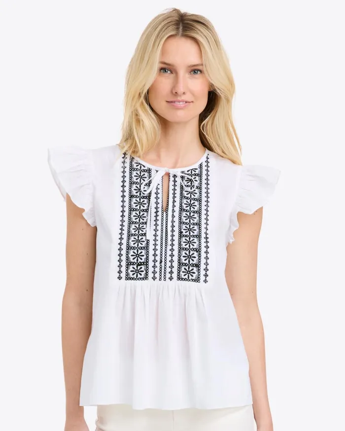 Draper James Ana Top In Embroidered Cotton Women Tops