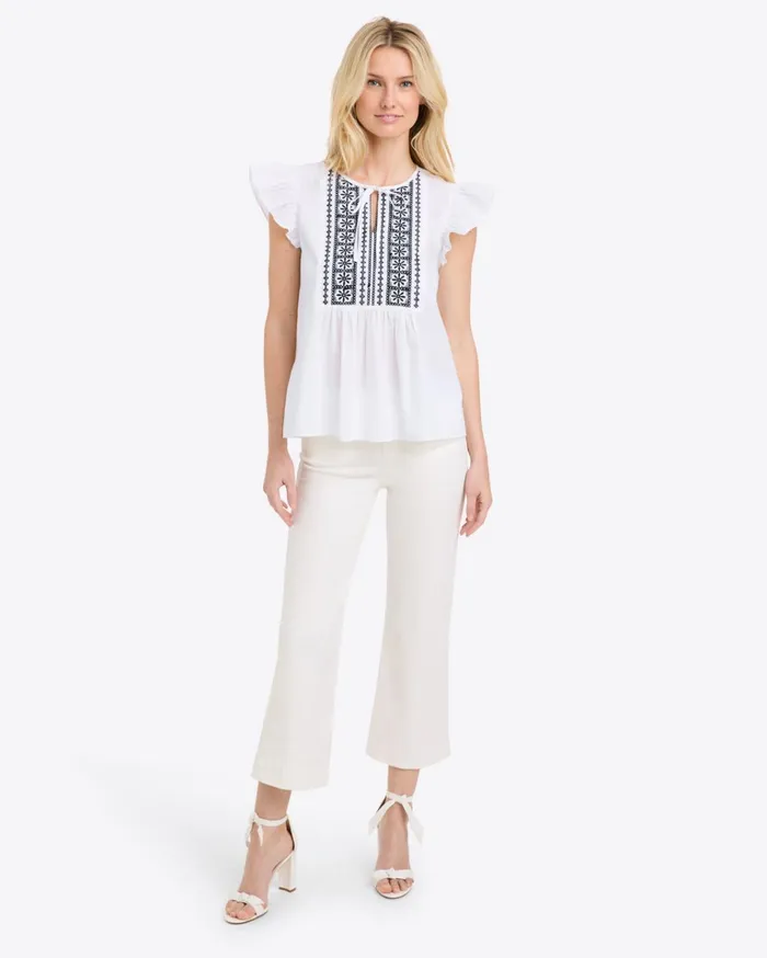 Draper James Ana Top In Embroidered Cotton Women Tops