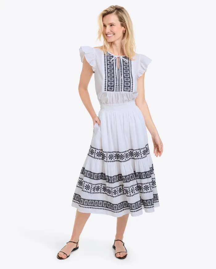 Draper James Ana Top In Embroidered Cotton Women Tops