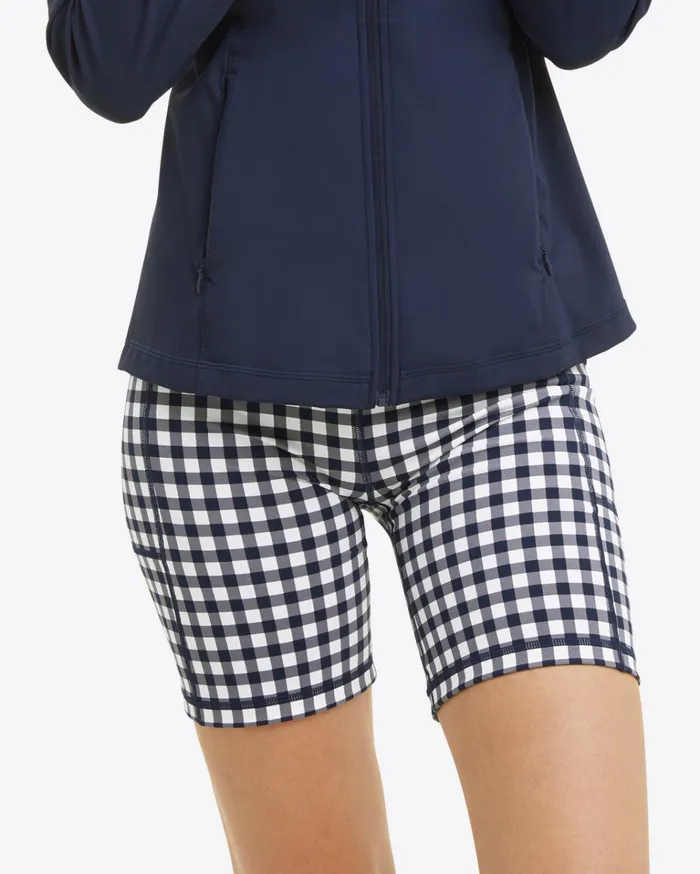 Draper James Bike Shorts In Navy Gingham Women Sport