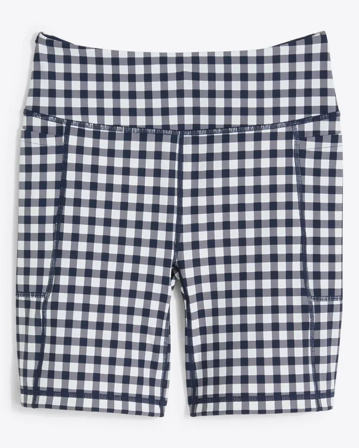 Draper James Bike Shorts In Navy Gingham Women Sport