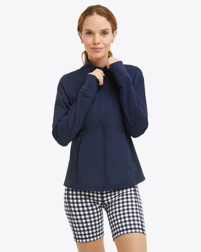 Draper James Bike Shorts In Navy Gingham Women Sport