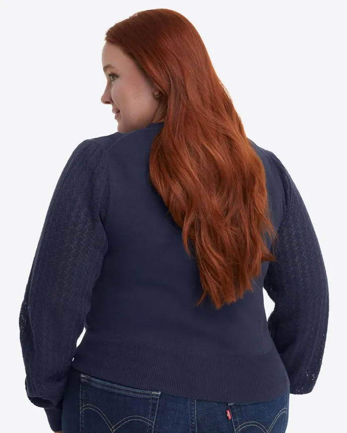 Draper James Button Front Cardigan In Navy Women Tops