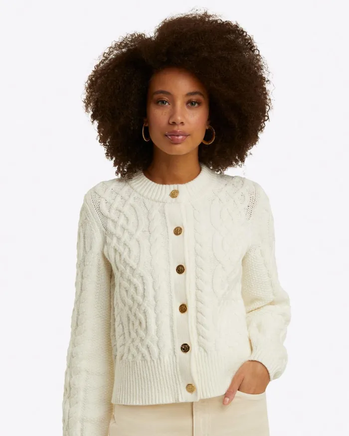 Draper James Cable Knit Cardigan In Cotton Women Sweaters