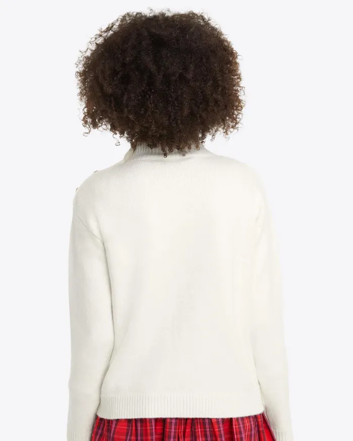 Draper James Cableknit Turtleneck Sweater In Magnolia White Women Tops