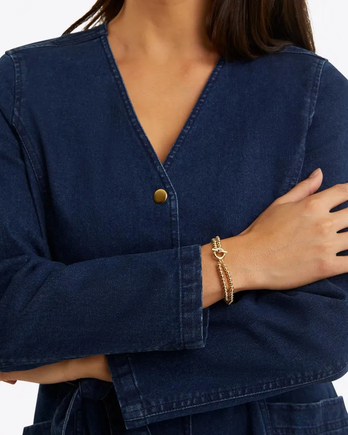 Draper James Colbie Snap Front Dress In Denim Women Dresses