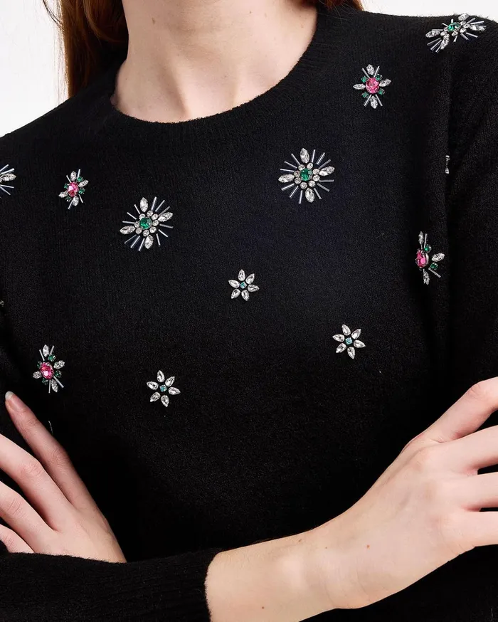 Draper James Embellished Crewneck Sweater Women Sweaters