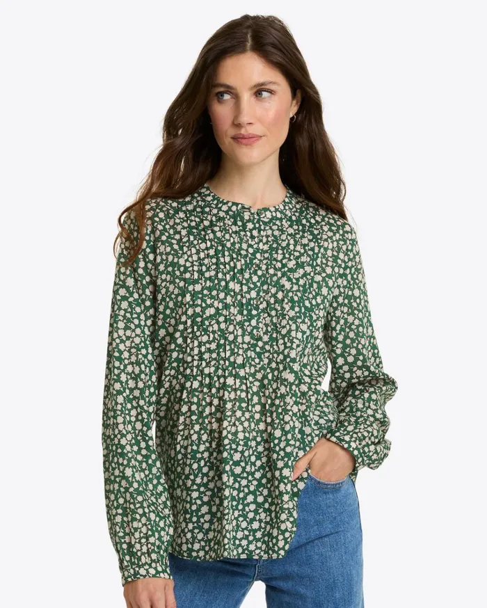 Draper James Evangaline Long Sleeve Top In Gauzy Cotton Women Tops