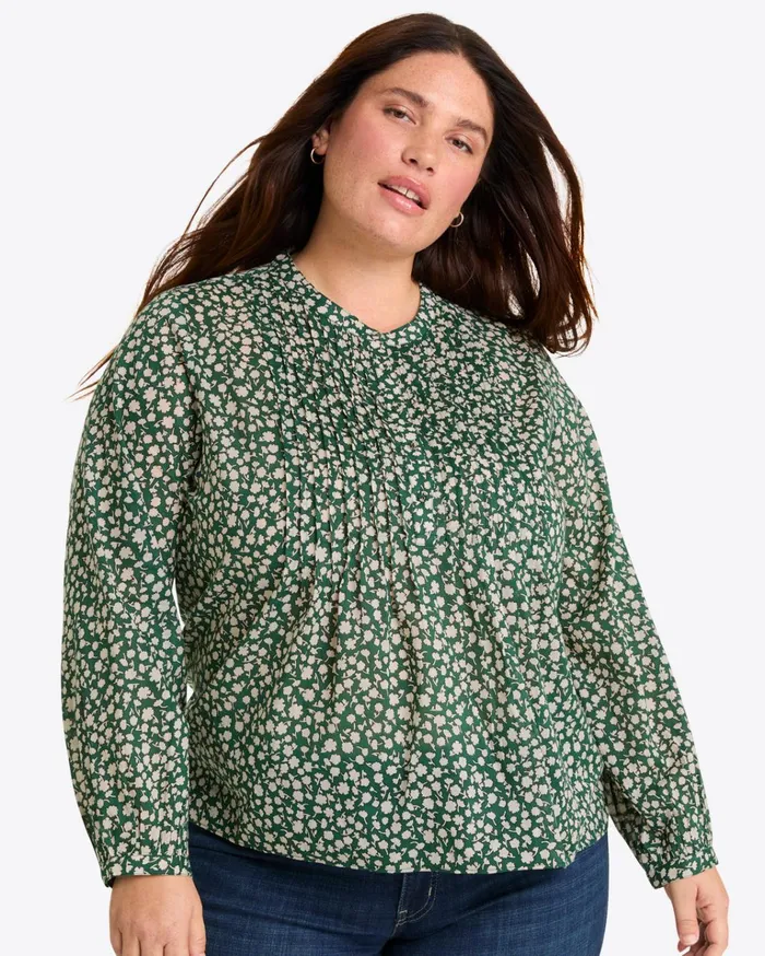 Draper James Evangaline Long Sleeve Top In Gauzy Cotton Women Tops