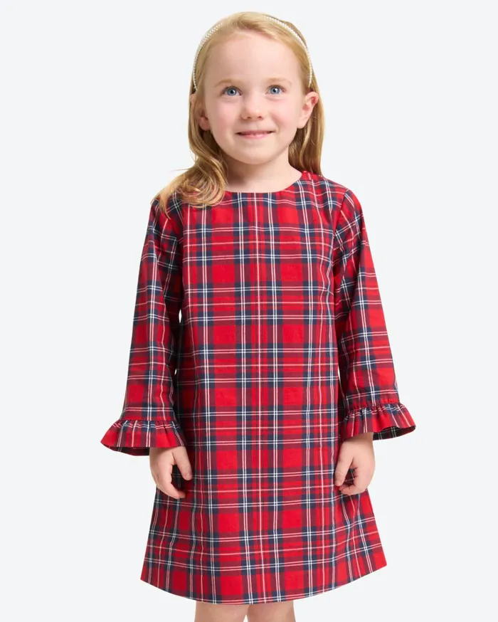 Draper James Girls Ruffle Shift Dress In Angie Plaid Women Dresses