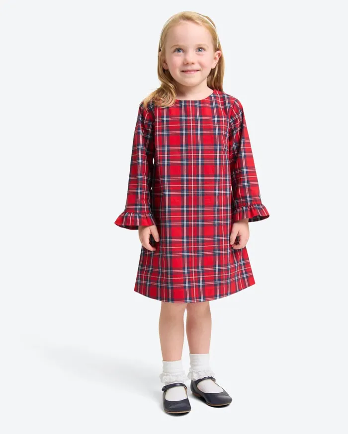 Draper James Girls Ruffle Shift Dress In Angie Plaid Women Dresses