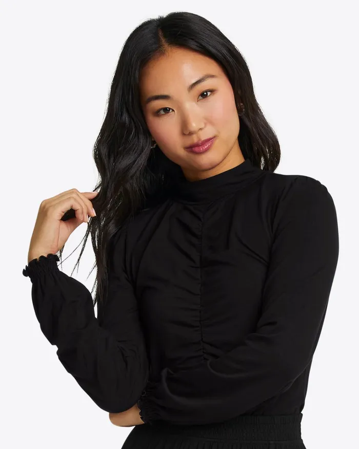 Draper James Knit Turtleneck In Black Women Tops