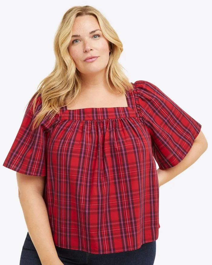Draper James Maren Bow Back Top In Elle Plaid Women Tops