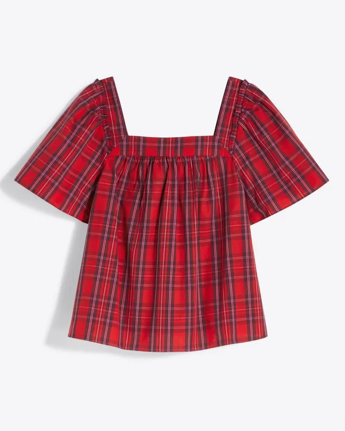 Draper James Maren Bow Back Top In Elle Plaid Women Tops
