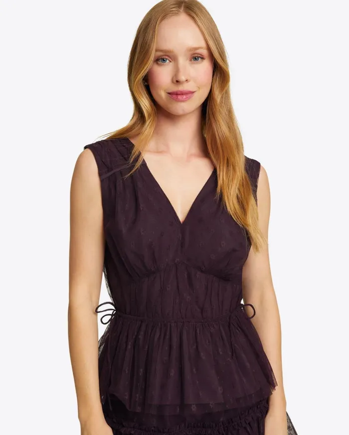 Draper James Morgan Top In Plum Tulle Women Tops