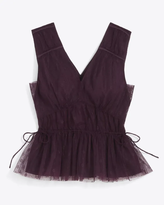 Draper James Morgan Top In Plum Tulle Women Tops