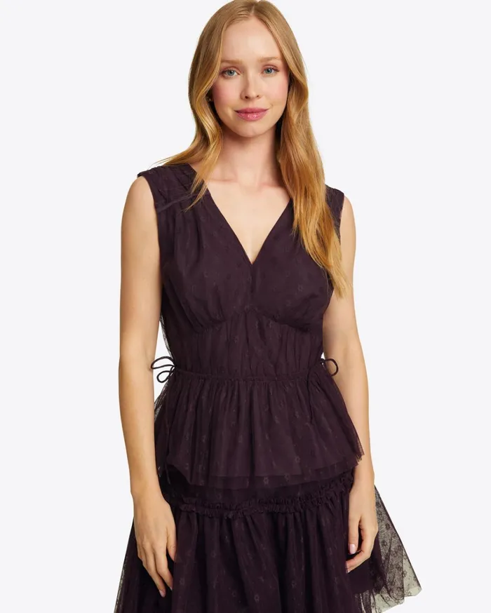 Draper James Morgan Top In Plum Tulle Women Tops