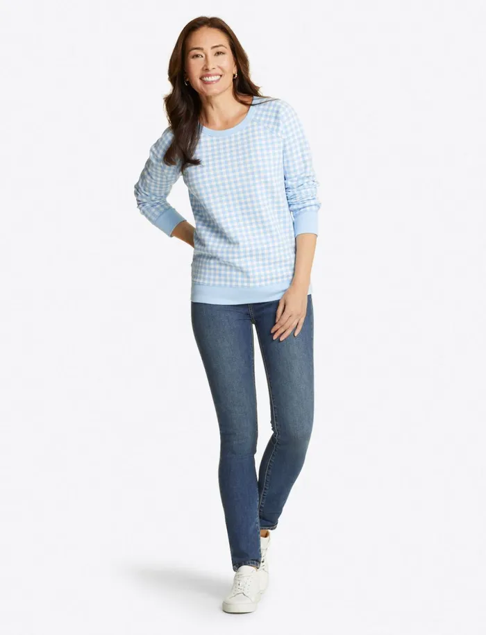 Draper James Natalie Sweatshirt In Gingham Women Sweaters