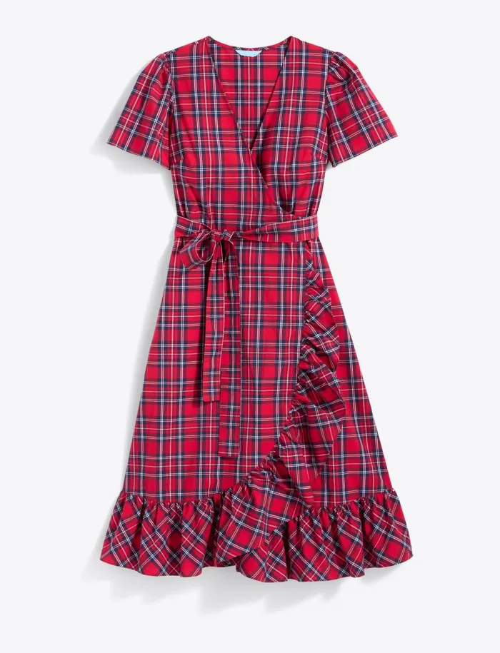 Draper James Reba Midi Wrap Dress In Angie Plaid Women Dresses