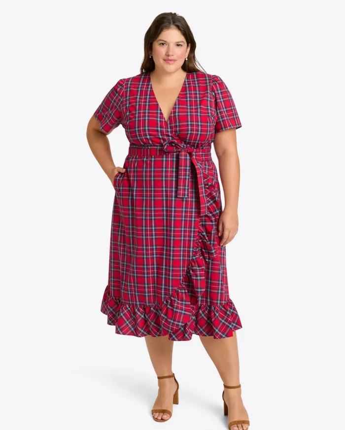 Draper James Reba Midi Wrap Dress In Angie Plaid Women Dresses