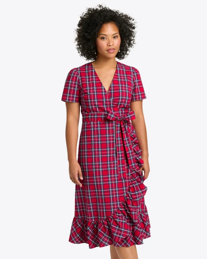 Draper James Reba Midi Wrap Dress In Angie Plaid Women Dresses