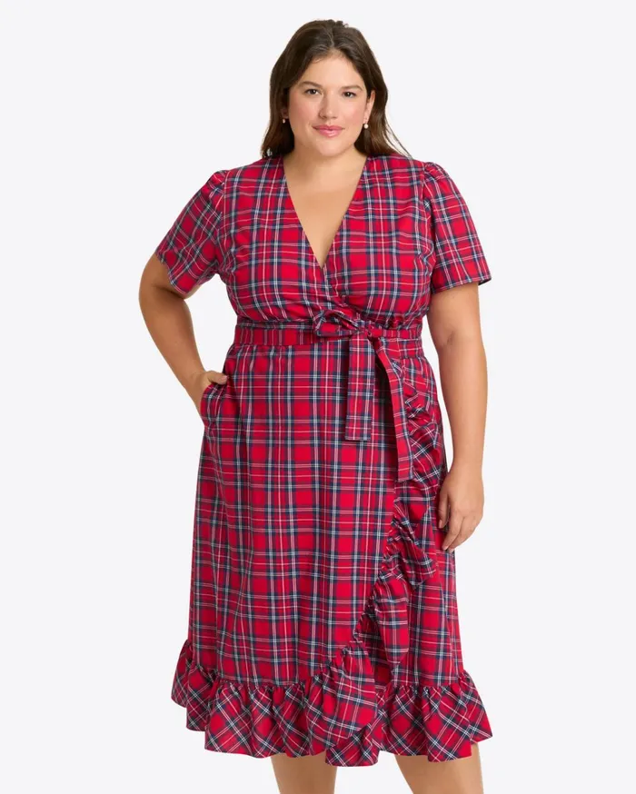 Draper James Reba Midi Wrap Dress In Angie Plaid Women Dresses