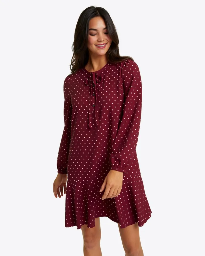 Draper James Rosanne Shift Dress In Merlot Polka Dot Women Dresses