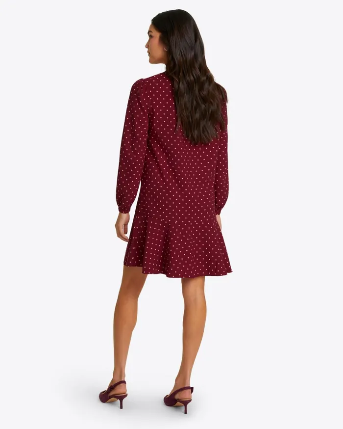 Draper James Rosanne Shift Dress In Merlot Polka Dot Women Dresses