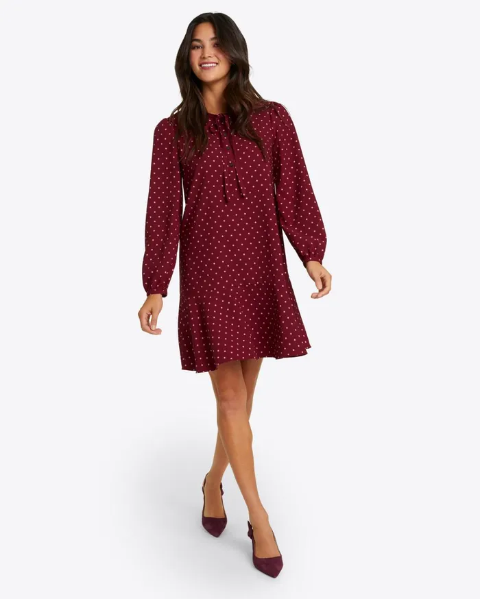 Draper James Rosanne Shift Dress In Merlot Polka Dot Women Dresses