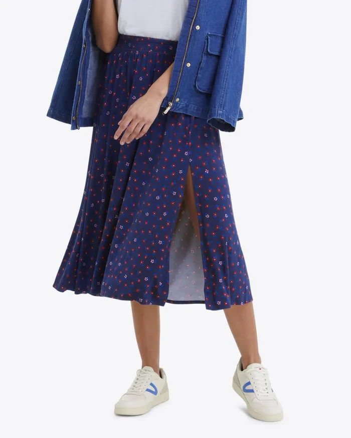 Draper James Slit Side Skirt In Falling Daisies Women Bottoms and Skirts