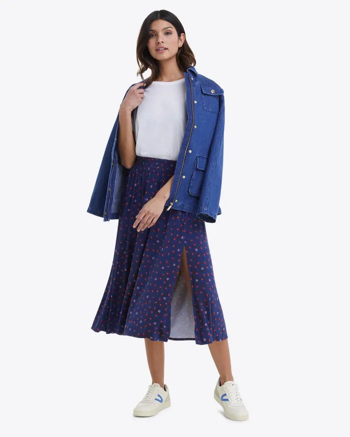 Draper James Slit Side Skirt In Falling Daisies Women Bottoms and Skirts