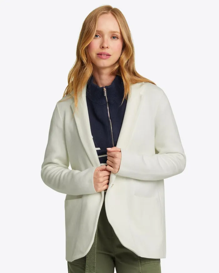 Draper James Sweater Knit Blazer In Magnolia White Women Jackets and Outerwear