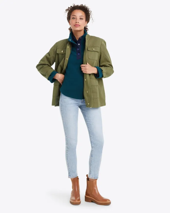 Draper James Turtleneck Pullover Fleece In Teal Women Tops