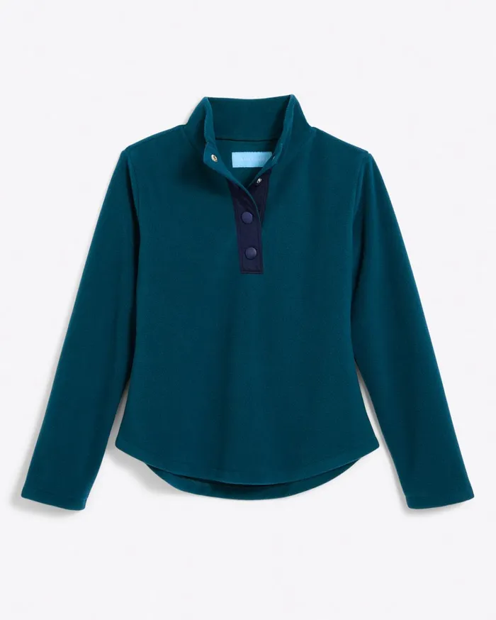 Draper James Turtleneck Pullover Fleece In Teal Women Tops