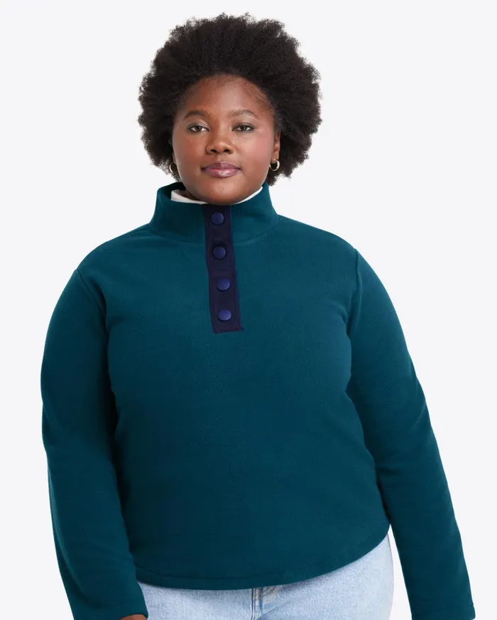 Draper James Turtleneck Pullover Fleece In Teal Women Tops