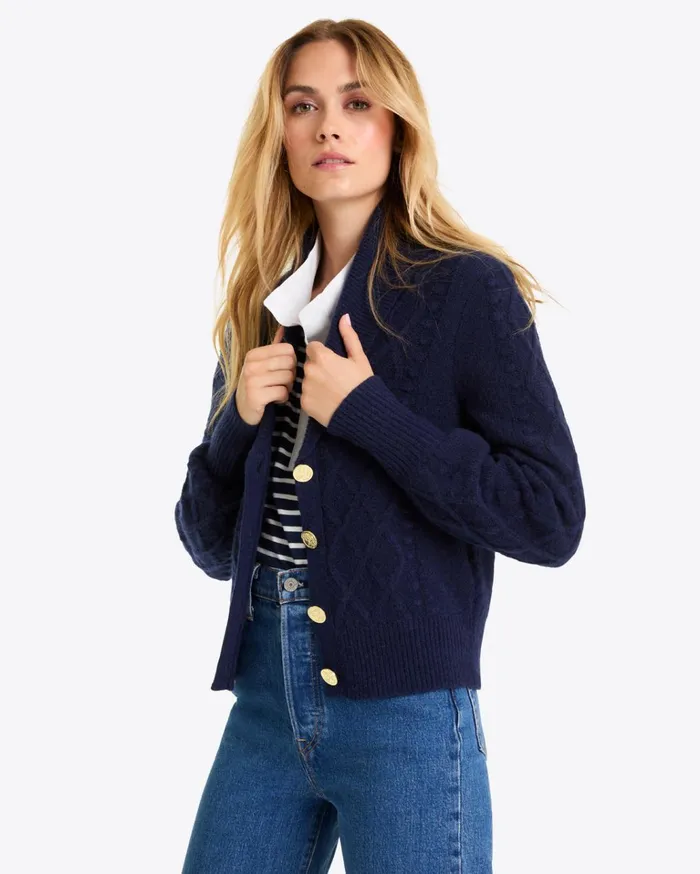 Draper James Tuxedo Cardigan Sweater Women Sweaters