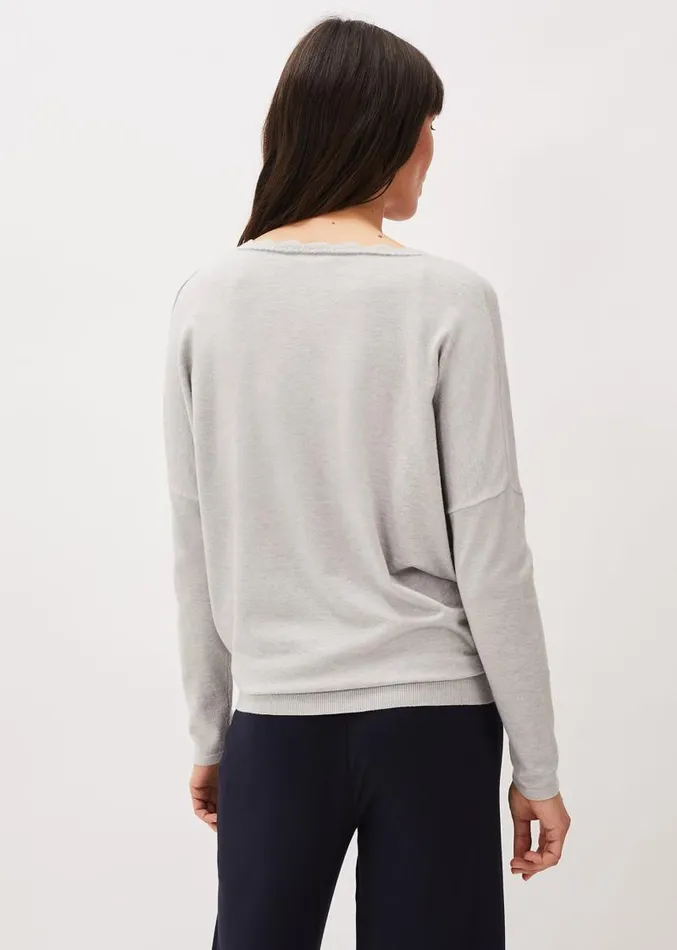 Dua Fine Knit VNeck Jumper Grey Marl Women Phase Eight Knitwear