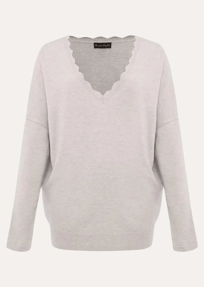 Dua Fine Knit VNeck Jumper Grey Marl Women Phase Eight Knitwear