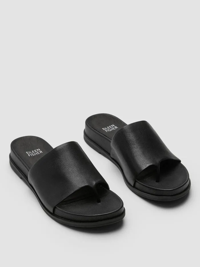 Duet Tumbled Leather Sandal Black Women Eileen Fisher Shoes
