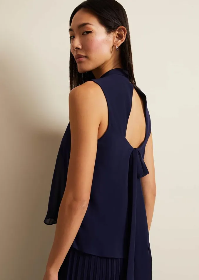 Eden Navy Pleated Jumpsuit Navy Women Phase Eight Dresses