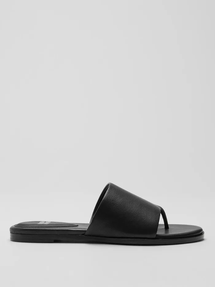 Edge Leather Slide Sandal Black Women Eileen Fisher Shoes