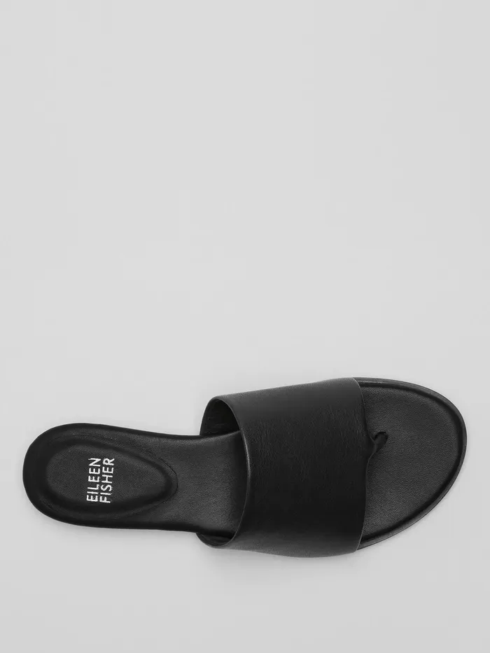 Edge Leather Slide Sandal Black Women Eileen Fisher Shoes