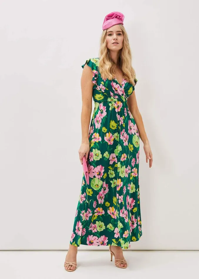 Effie Floral Jersey Maxi Dress Tealmulti Women Phase Eight Dresses