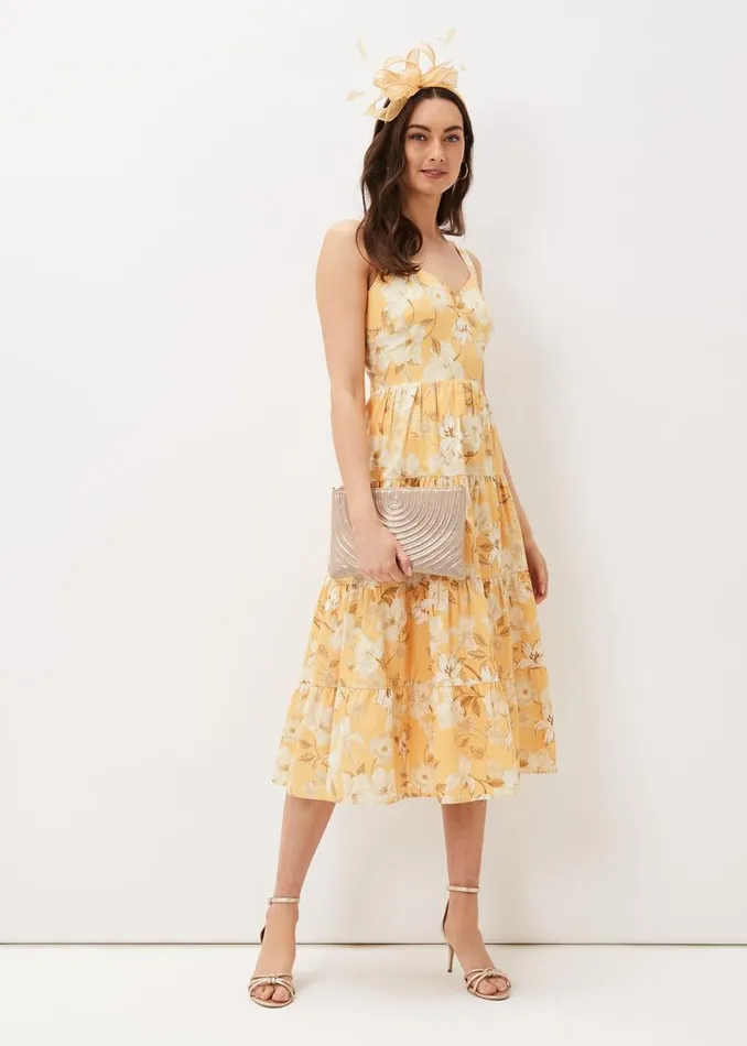 Elaina Cotton Floral Tiered Midi Dress Yellowmulti Women Phase Eight Dresses Elaina Cotton Floral Tiered Midi Dress Yellowmulti Women Phase Eight Dresses
