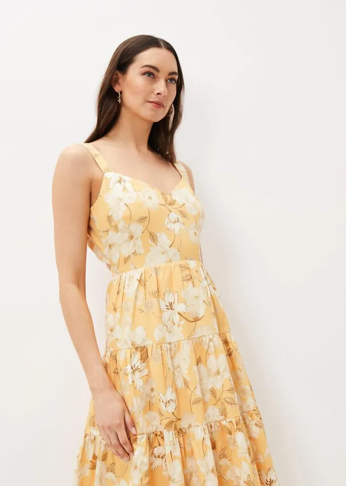 Elaina Cotton Floral Tiered Midi Dress Yellowmulti Women Phase Eight Dresses Elaina Cotton Floral Tiered Midi Dress Yellowmulti Women Phase Eight Dresses