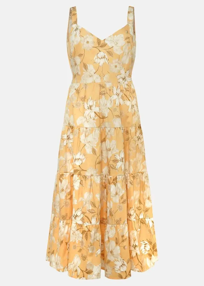 Elaina Cotton Floral Tiered Midi Dress Yellowmulti Women Phase Eight Dresses Elaina Cotton Floral Tiered Midi Dress Yellowmulti Women Phase Eight Dresses