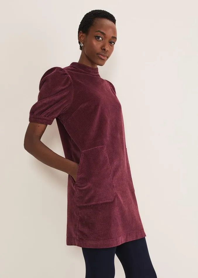 Elektra Corduroy Dress Burgundy Women Phase Eight Dresses