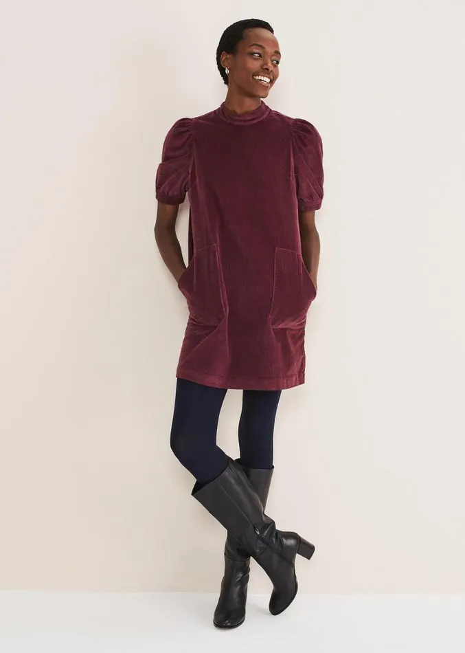 Elektra Corduroy Dress Burgundy Women Phase Eight Dresses