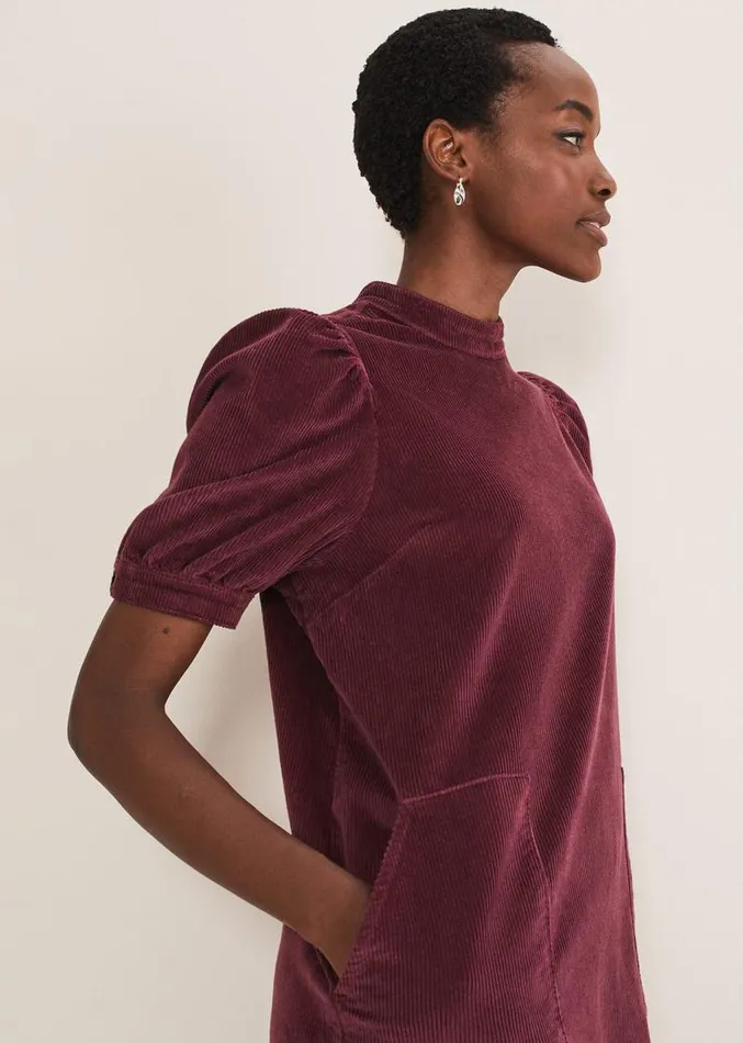 Elektra Corduroy Dress Burgundy Women Phase Eight Dresses