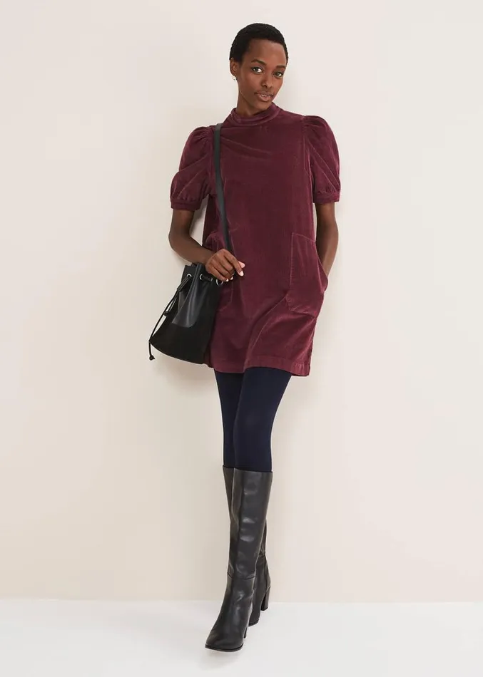 Elektra Corduroy Dress Burgundy Women Phase Eight Dresses